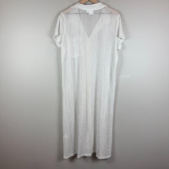 Beach Break Dress Cover Up Women's XL White Crochet Knit Stretch Coastal Summer - Picture 2 of 8
